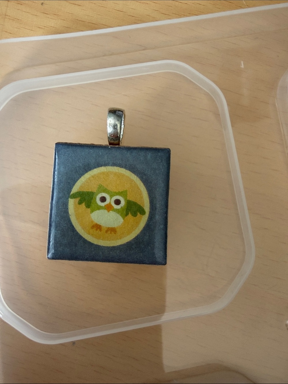 Bird Pendant Necklace - Green Owl Design